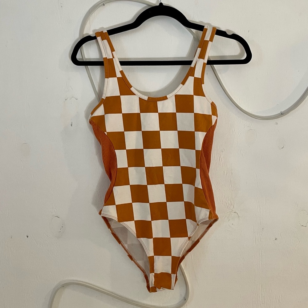 Urban Outfitters Checker Orange Bodysuit